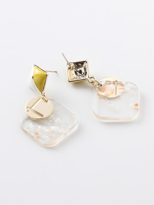 Main Drawing Paragraph Alloy With Acrylic Simplistic Square Drop Earrings