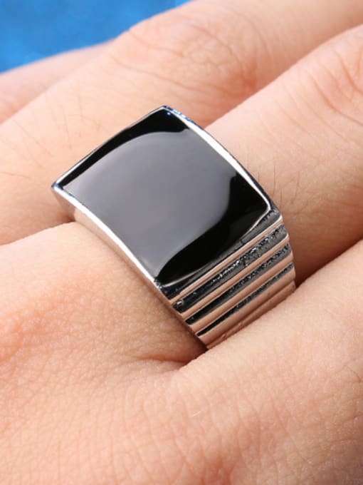 Gujin Personalized Black Enamel Silver Plated Alloy Ring 1