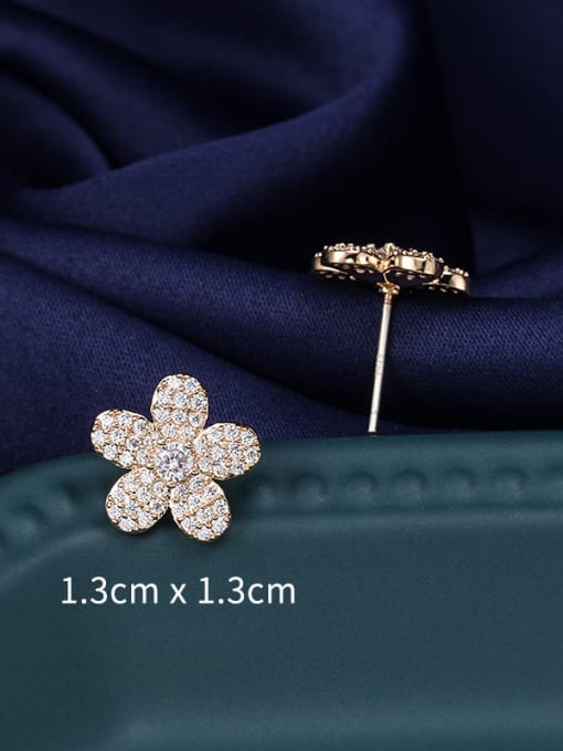 Mo Hai Copper With  Cubic Zirconia Cute Flower Stud Earrings 3