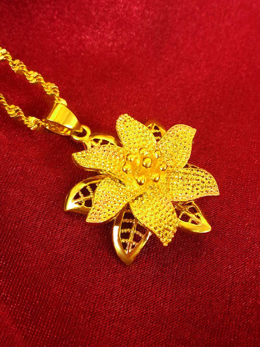 golden Gold Plated Flower Shaped Pendant