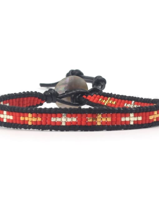HB622-D Retro National Women Woven Leather Bracelet
