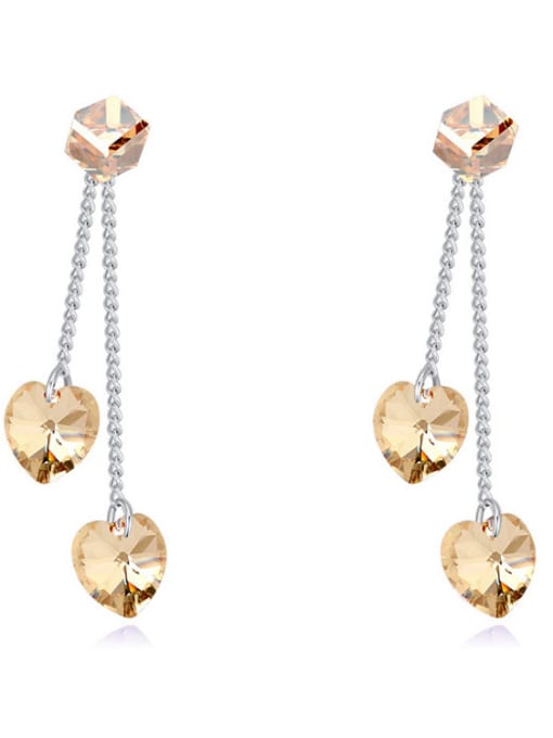 yellow Fashion Heart Cubic austrian Crystals Alloy Drop Earrings