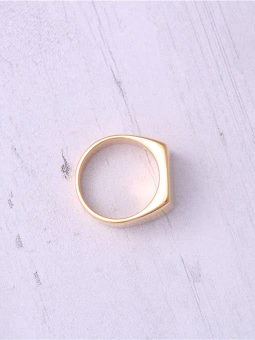 GROSE Titanium With Gold Plated Simplistic Smooth Geometric Band Rings 2