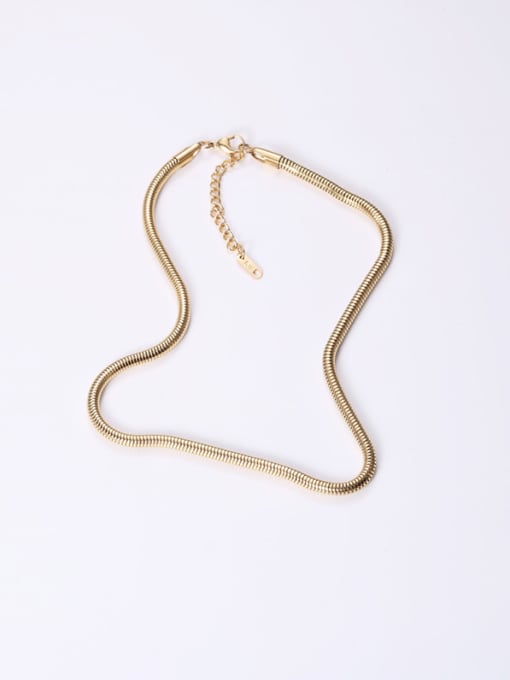 GROSE Titanium With Gold Plated Simplistic Snake Chain Necklaces 2