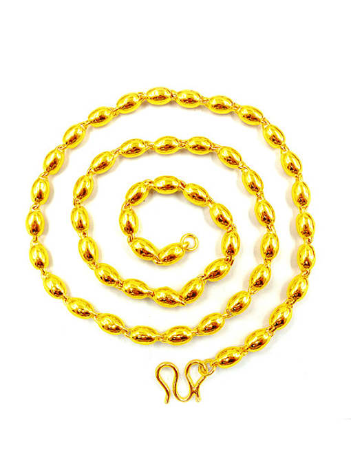 Neayou Men 24K Gold Plated Oval Shaped Necklace