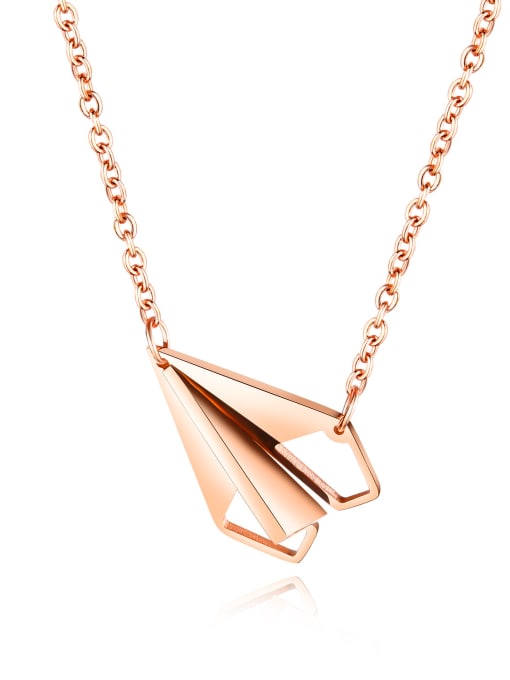 1544 - Rose Gold Stainless Steel With Black Gun Plated Simplistic Plane Necklaces