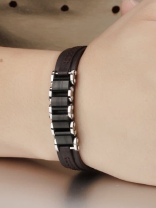 Open Sky Simple Artificial Leather Men Bracelet 1