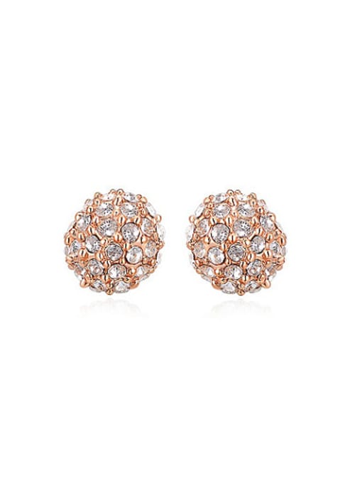 Rose Gold Elegant Round Shaped Austria Crystal Stud Earrings