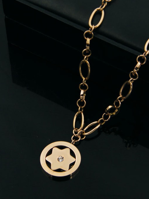 My Model Round Star Pattern Small Pendant Color Plated Necklace 2