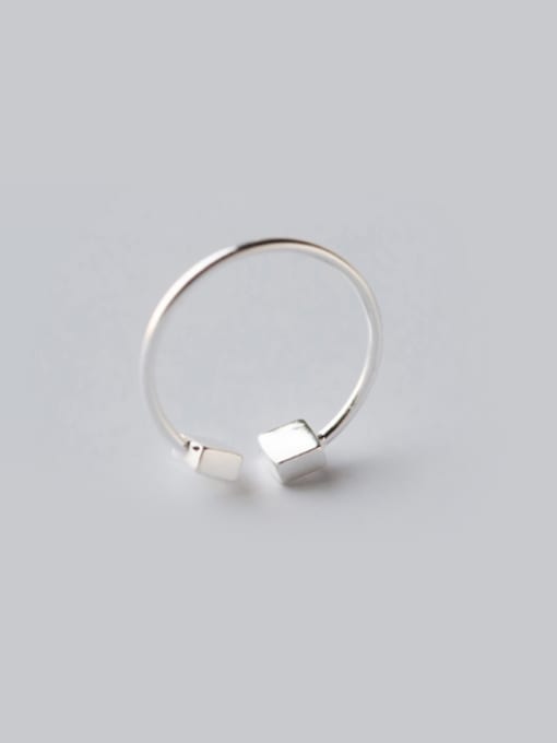 Rosh S925 Silver Squares Geometry Simple Opening Midi Ring 3