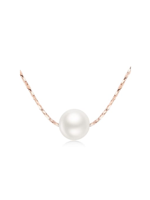 Rose Gold, White Women Fashion Exquisite Pearl Necklace