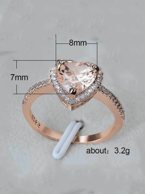 MATCH Copper With  Cubic Zirconia Simplistic Heart Band Rings 3