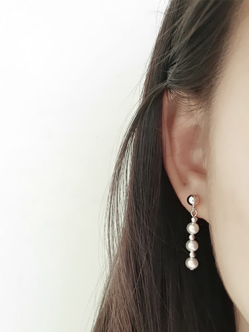 DAKA Fashion Artificial Pearls Silver Stud Earrings 1
