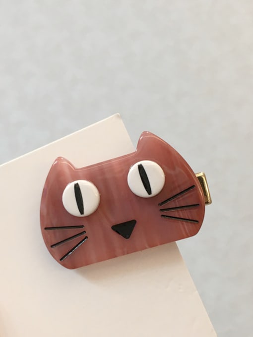 Big eye - red Alloy With Cellulose Acetate Cute Cat Barrettes & Clips