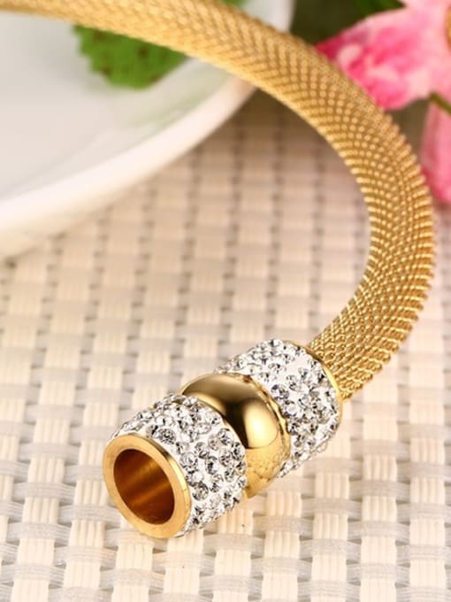CONG Exquisite Gold Plated Shimmering Rhinestones Titanium Bangle 1