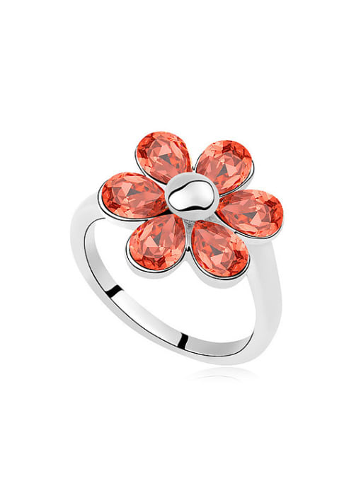 QIANZI Fashion austrian Crystals Flowery Alloy Ring