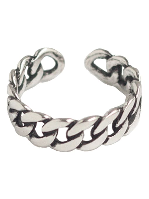 Antiantique Silver Plated Sterling Silver retro chain  free size ring