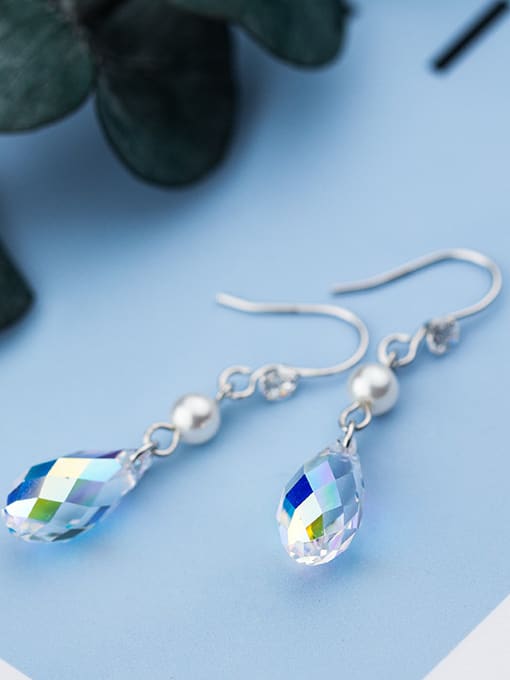 Rosh Elegant Colorful Water Drop Crystal S925 Silver Drop Earrings 1