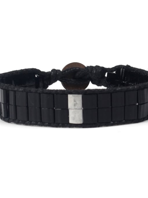 HB671-D Punk Style Rectangle Glass Stones Noble Bracelet