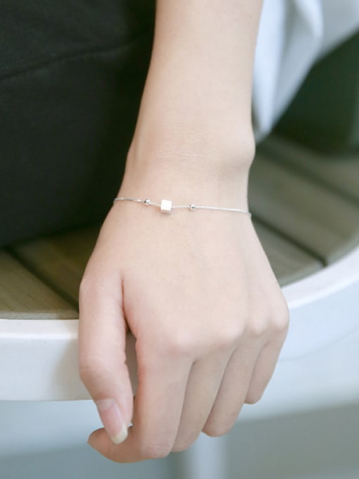Peng Yuan Simple Little Cube Beads Silver Bracelet 1