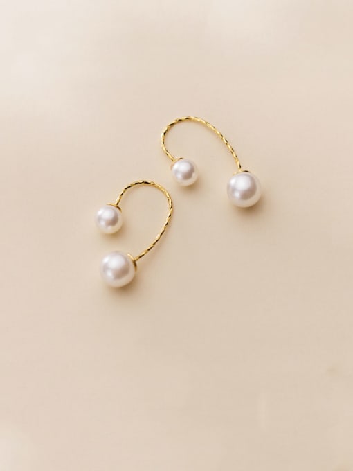 Rosh 925 Sterling Silver With Gold Plated Simplistic Irregular Hook Earrings
