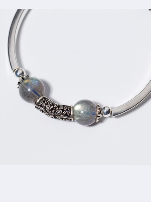 FAN 925 Sterling Silver With Silver Plated and moonstone & strawberry crystals Add-a-bead Bracelets 1