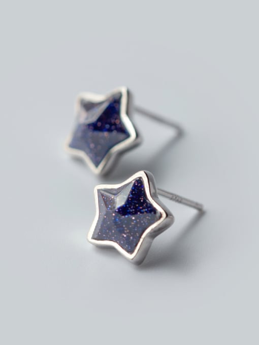 Rosh S925 silver purple agate stars stud earrrings 2