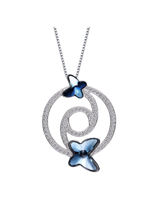 Blue 2018 S925 Silver Butterfly-shaped Necklace