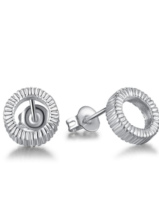 One Pair Price (Matching Plugging) Small Round Shaped White Gold Plated Stud Earrings