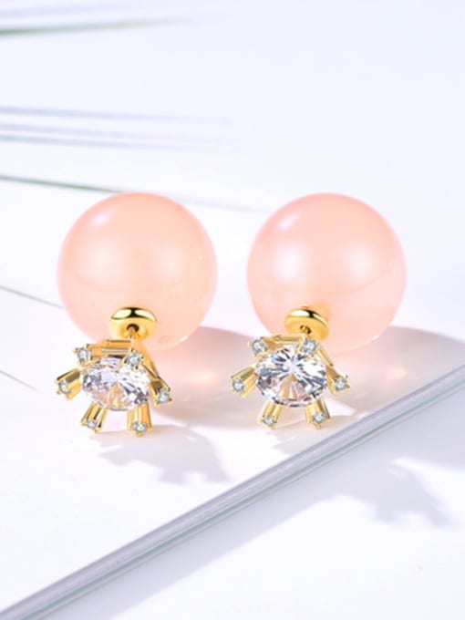 18K-Gold Copper inlaid with AAA zircons Simple Two wearing methods imitation pearls Earrings