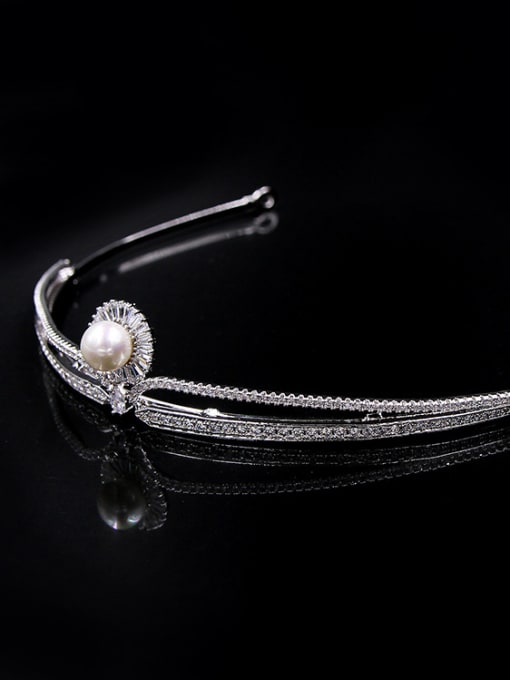 Cong Love Artificial Pearl Zircons White Gold Plated Hair Accessories 1
