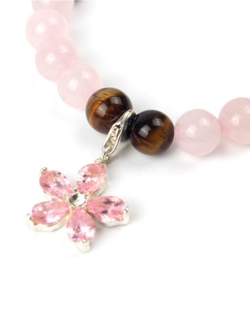 handmade Natural Pink Crystal Flower Pendant Bracelet 2