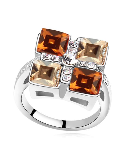 QIANZI Exaggerated Square austrian Crystals Alloy Ring 1