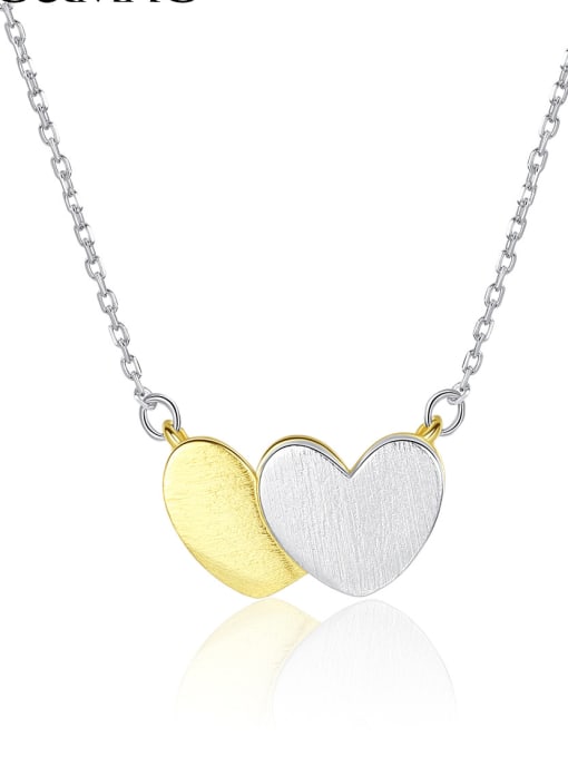 CCUI 925 Sterling Silver With Two-color plating Simplistic Heart Locket Necklace