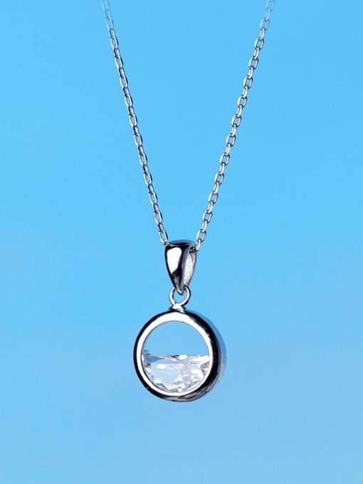 Rosh Fresh Round Shaped S925 Silver Zircon Necklace