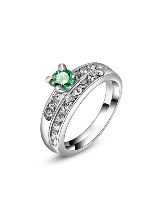 Ronaldo Elegant Green Zircon Platinum Plated Ring 0