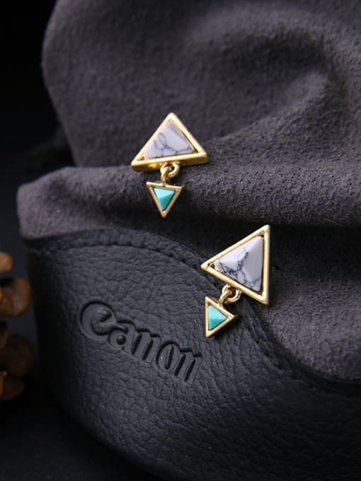 KM Artificial Stones Double Triangle stud Earring 2