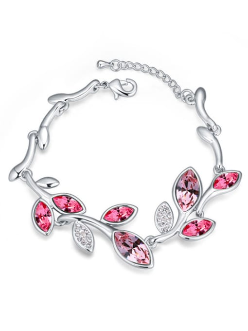 pink Fashion Leaves austrian Crystals Alloy Bracelet