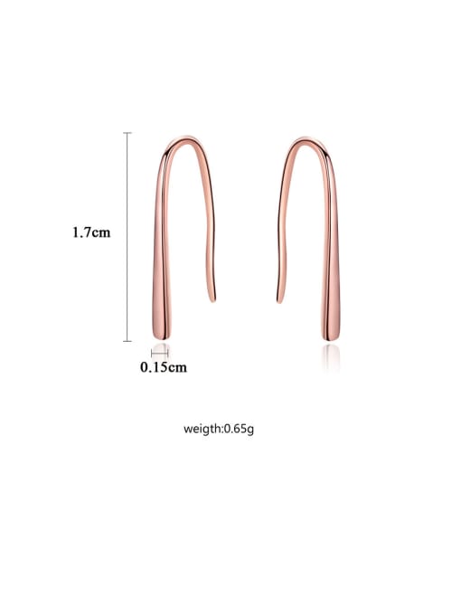 CCUI 925 Sterling Silver With Rose Gold Plated Simplistic Line Hook Earrings 4