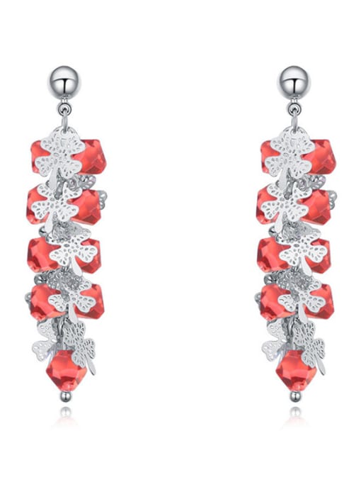 red Fashion Shiny austrian Crystals Drop Earrings