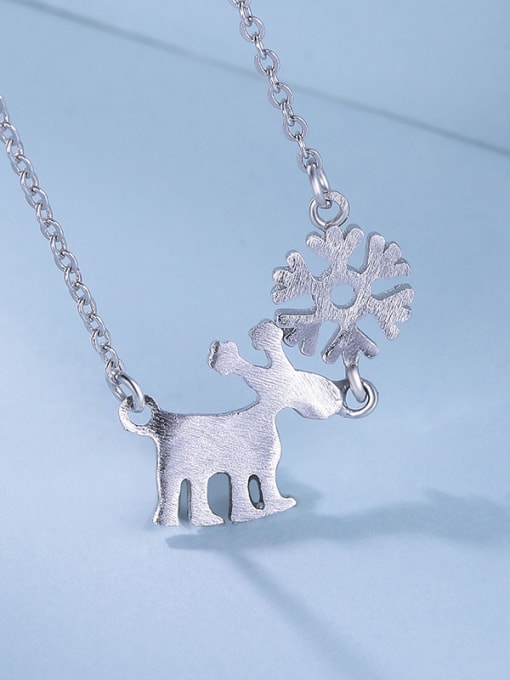 One Silver Deer And Snowflake Necklace 2
