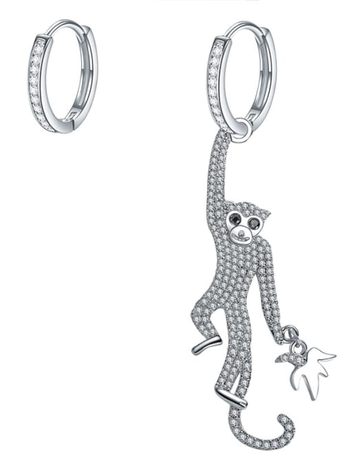 ALI Fashion new personality asymmetry monkey Micro-inlay Zircon Earrings 0