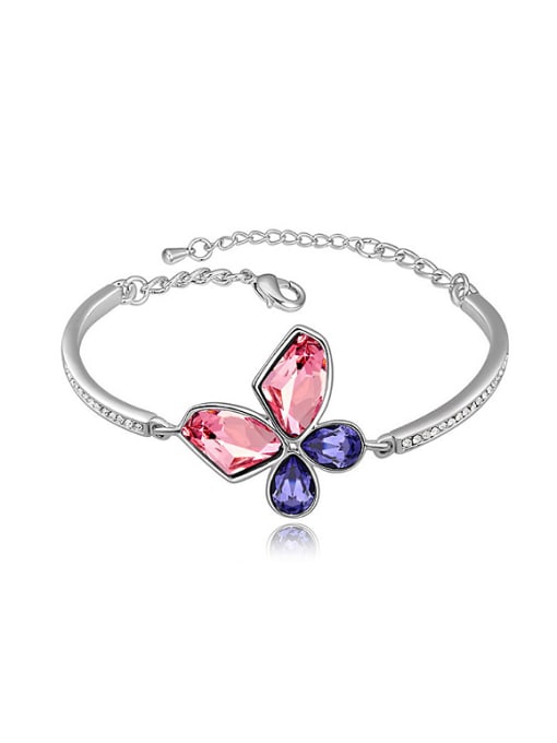 pink Simple austrian Crystals Flowery Alloy Bangle