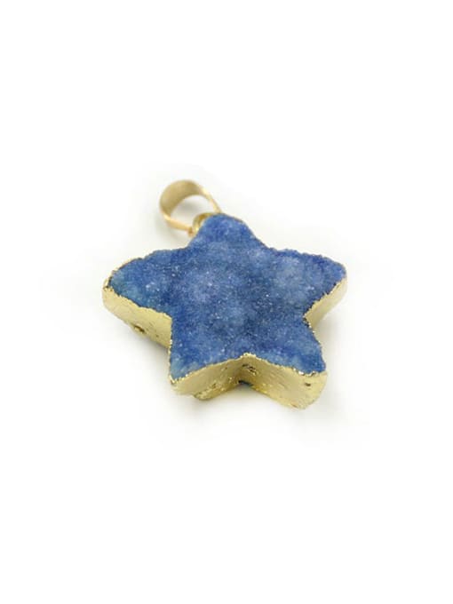 Blue Fashion Natural Crystal Star Gold Plated Pendant