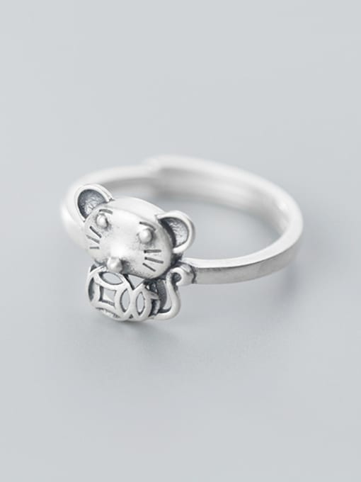 Rosh 925 Sterling Silver With Silver Plated Cute  Mouse Free Size Rings 1