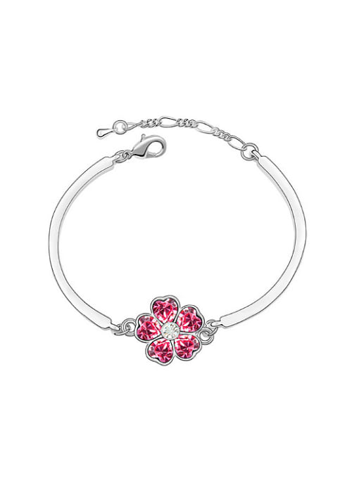 QIANZI Simple austrian Crystals-Covered Flower Alloy Bracelet