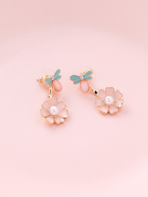 rose Alloy With Rose Gold Plated Cute Flower Stud Earrings