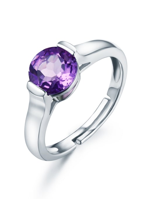 Deli Platinum Plated Amethyst Gemstone Engagement Ring 2