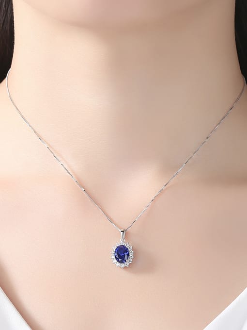 CCUI Sterling silver AAA zircon classic blue semi-precious stone necklace 1