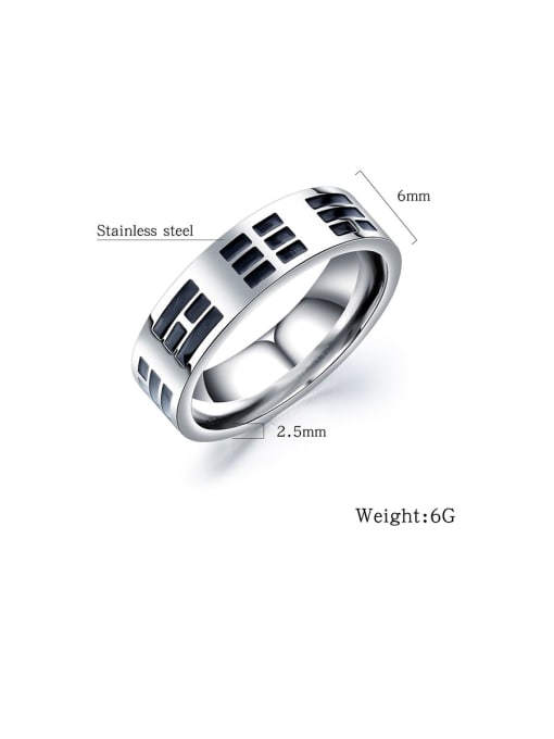 Open Sky Titanium With Antique Silver Plated Vintage Geometric Band Rings 4